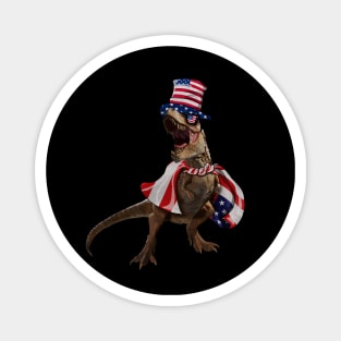 Funny T Rex Dinosaur, USA Flag, American Magnet